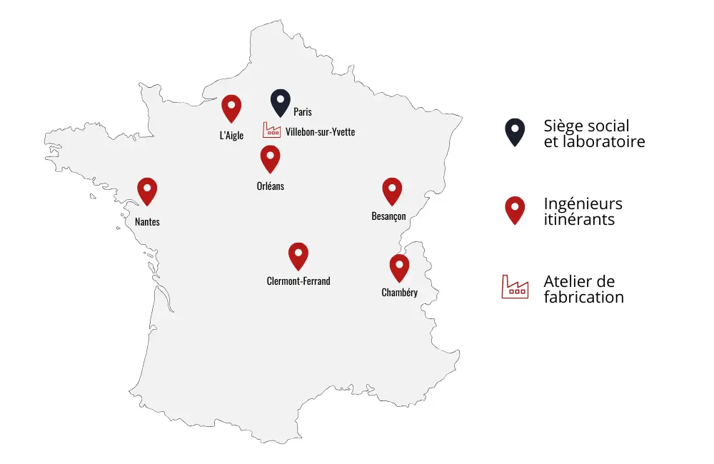 Carte de France équipe CODA Systèmes